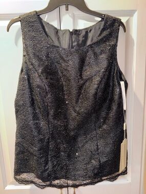 NWT Black Beaded Evening Wedding Top With Padding Size 14